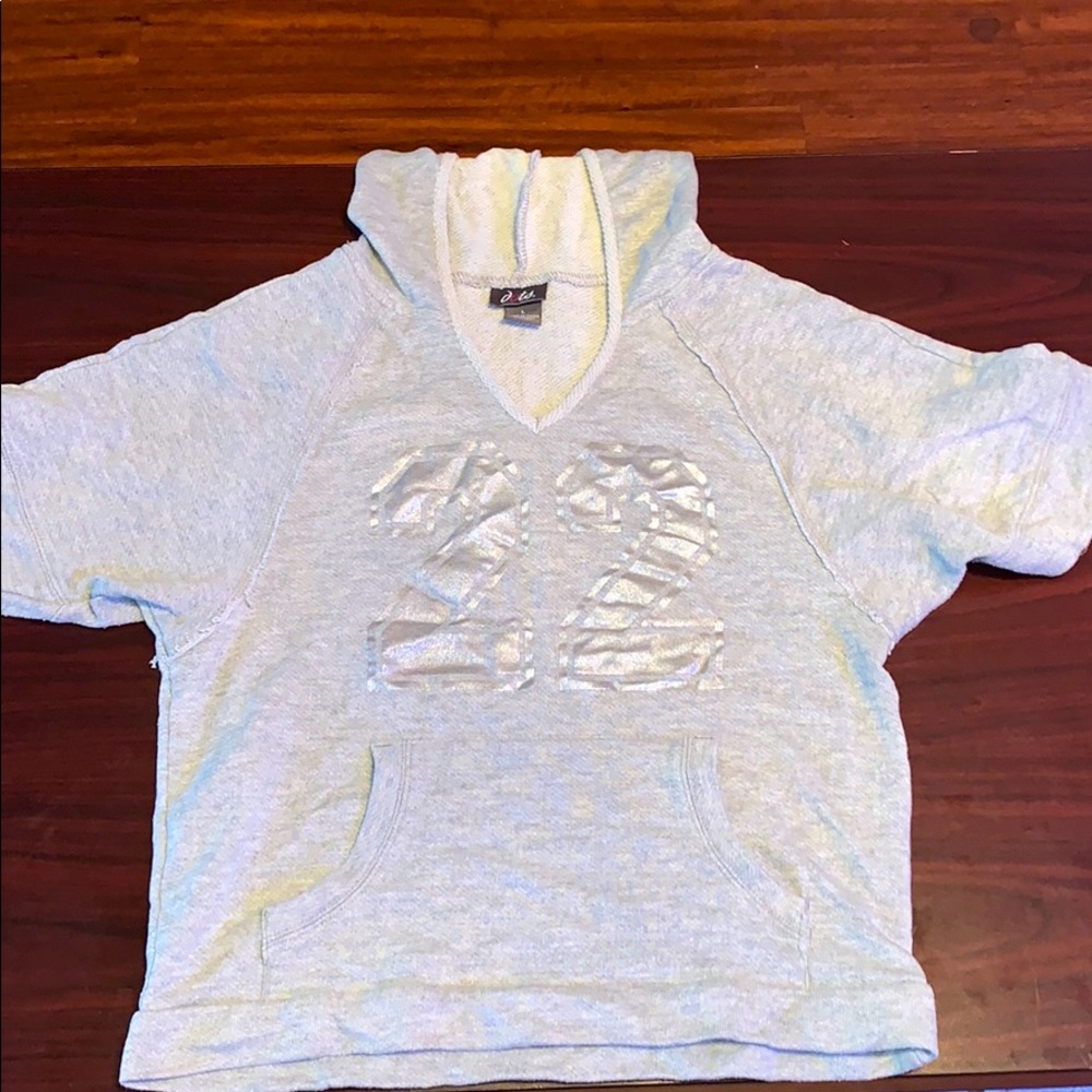 hooded short sleeve sweatshirt